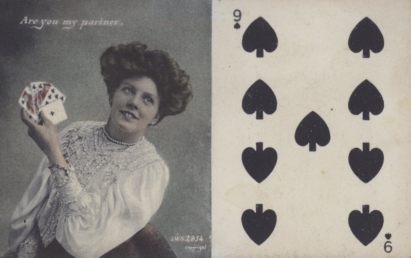 Woman with Playing Cards and the Nine of Spades by English School