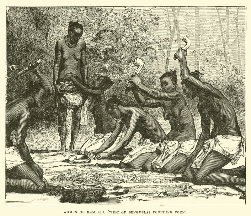 Women of Kambala (West of Benguela) pounding corn by English School