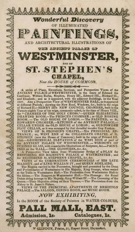 Wonderful discovery of illuminated paintings and architectural illustrations of the ancient Palace of Westminster and of St Stephen