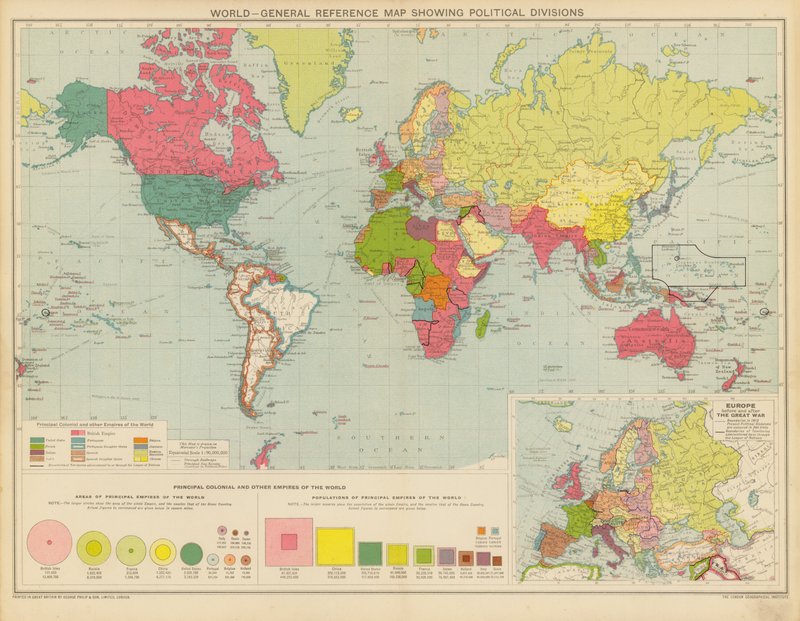 World, General Reference Map Showing Political Divisions by English School