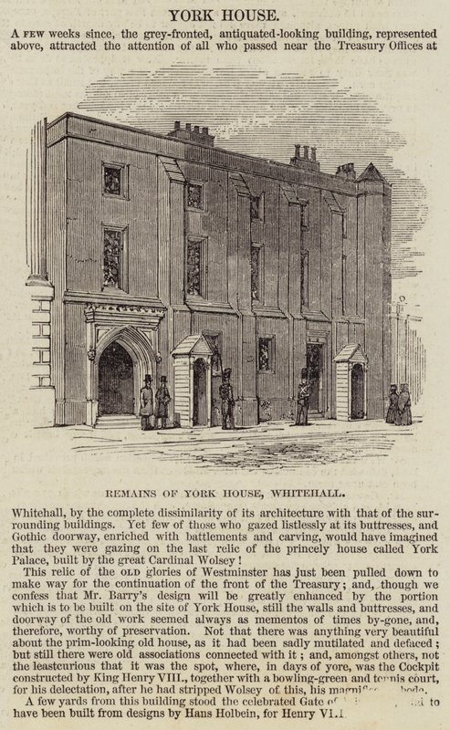 York House, Whitehall (engraving) by English School