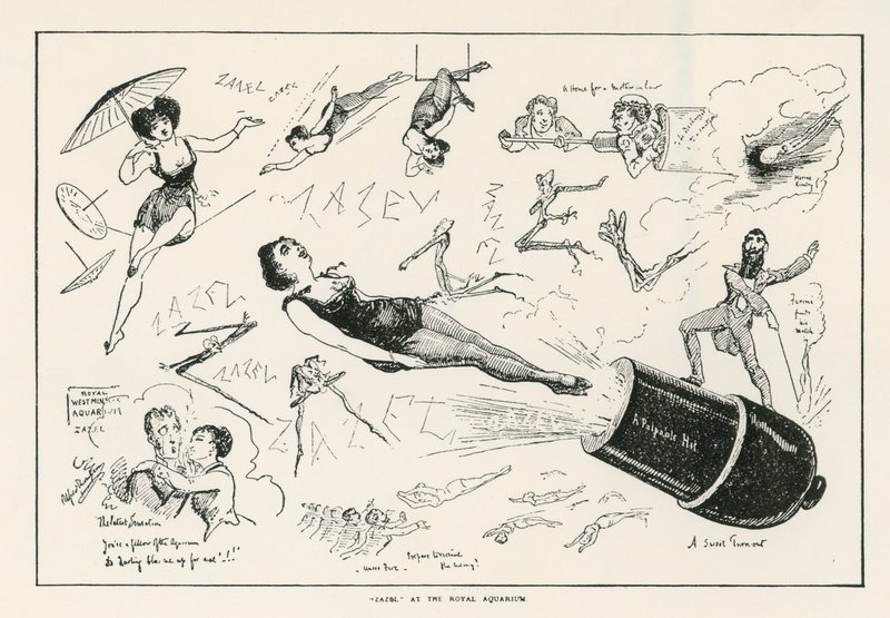 Zazel the Human Cannonball at the Royal Aquarium by English School