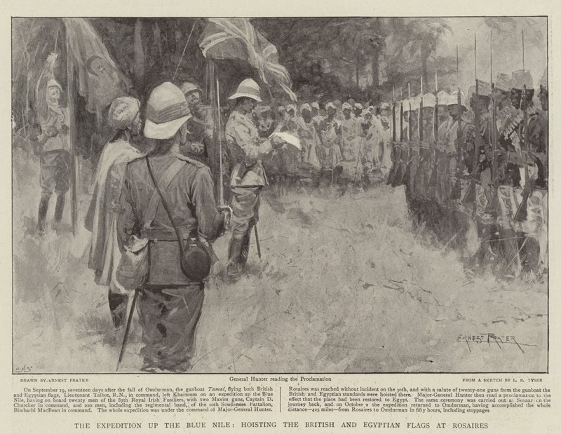 The Expedition up the Blue Nile, hoisting the British and Egyptian Flags at Rosaires by Ernest Prater