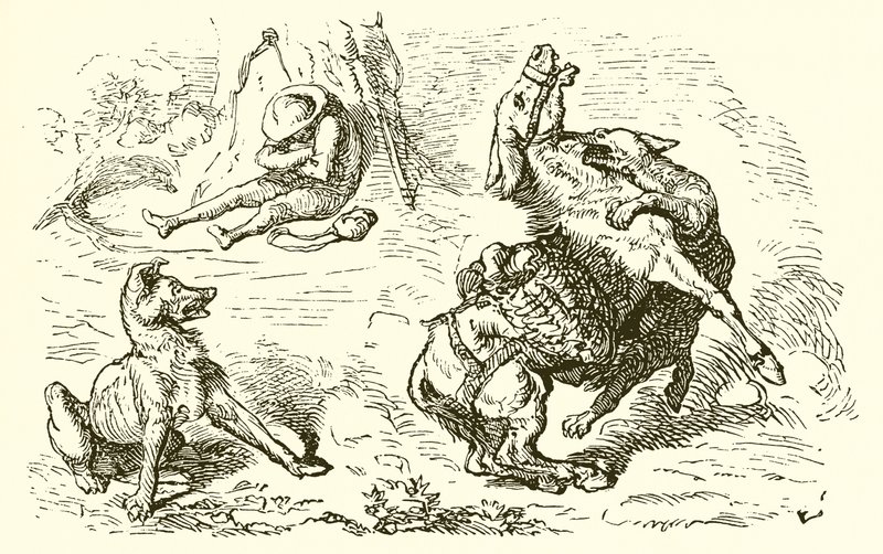 The Ass, the Dog, and the Wolf by Ernest Henry Griset