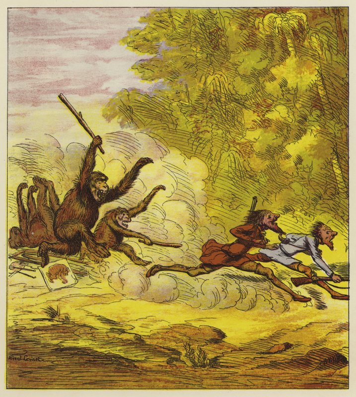 The Brothers Bold Pursued by Angry Gorillas by Ernest Henry Griset