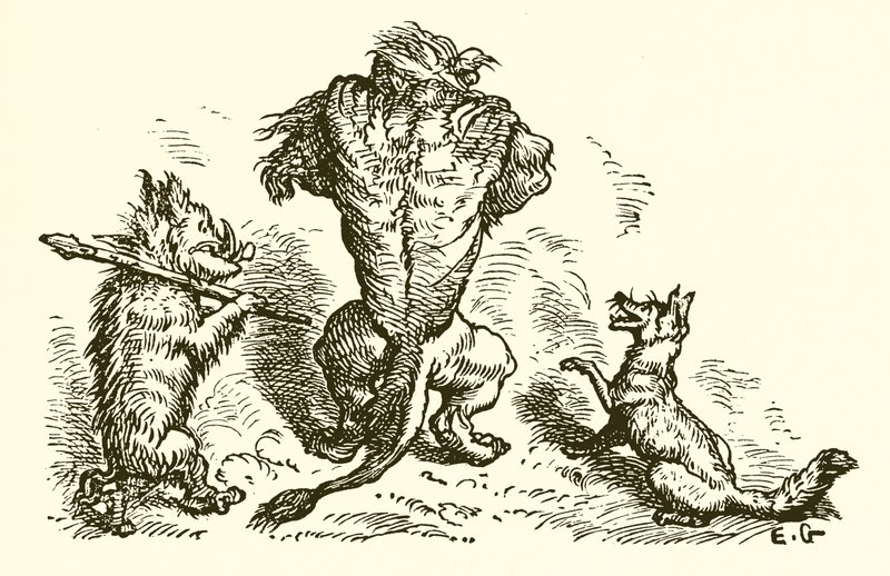 The Lion, the Fox and the Wolf by Ernest Henry Griset