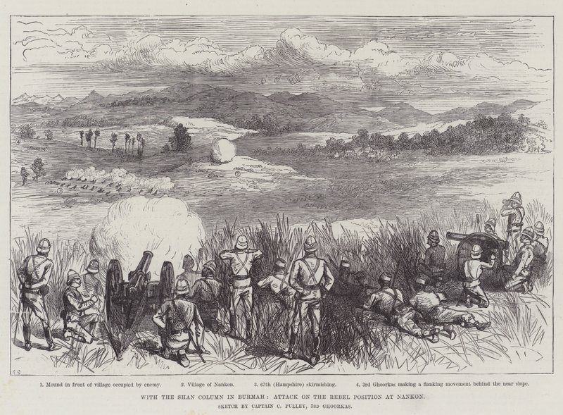 With the Shan Column in Burmah, Attack on the Rebel Position at Nankon by Ernest Henry Griset