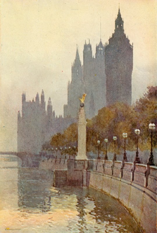 Houses of Parliament from the Embankment by Ernest William Haslehust