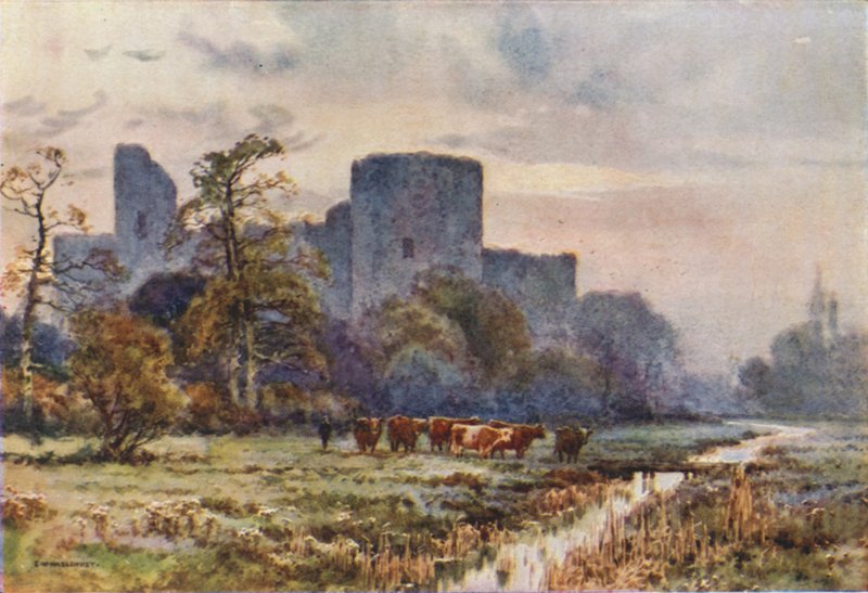 Pevensey Castle from the Meadows by Ernest William Haslehust