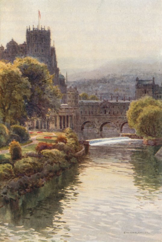 View from the North Parade Bridge, Bath by Ernest William Haslehust