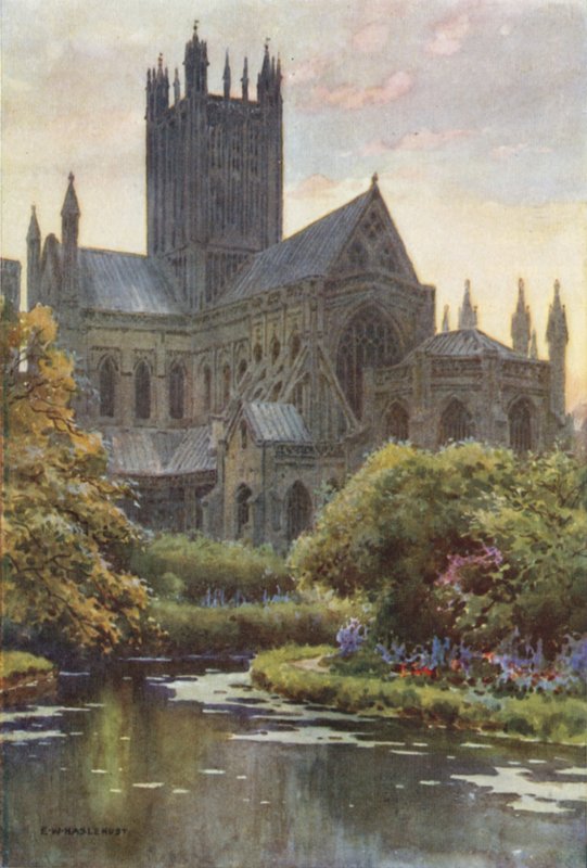 Wells Cathedral from the Springs by Ernest William Haslehust