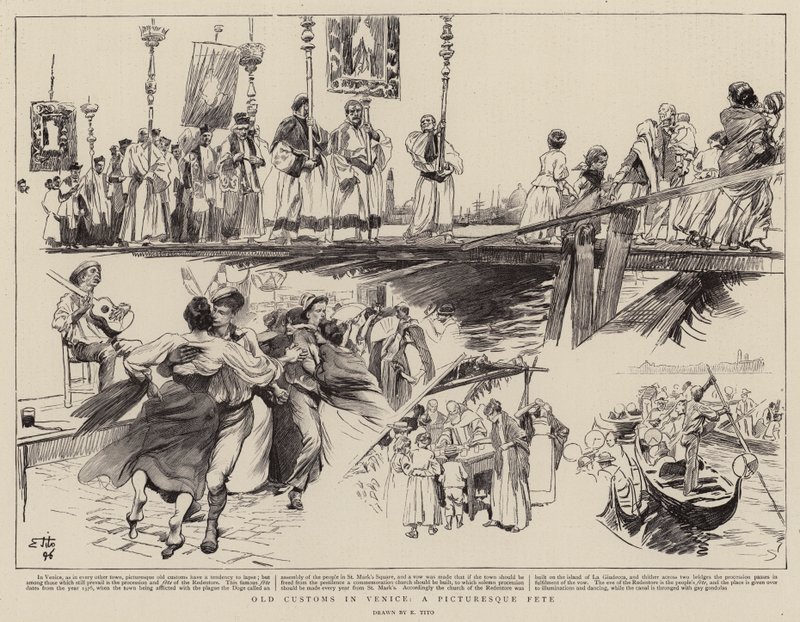 Old Customs in Venice, a Picturesque Fete by Ettore Tito
