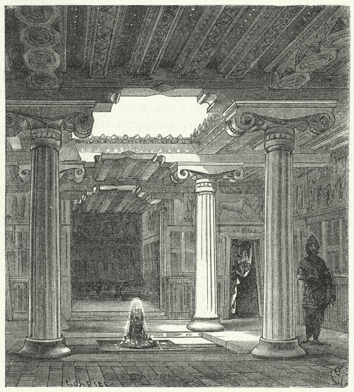 Ionic courtyard of an Ancient Greek house by Eugene Emmanuel after Viollet le Duc