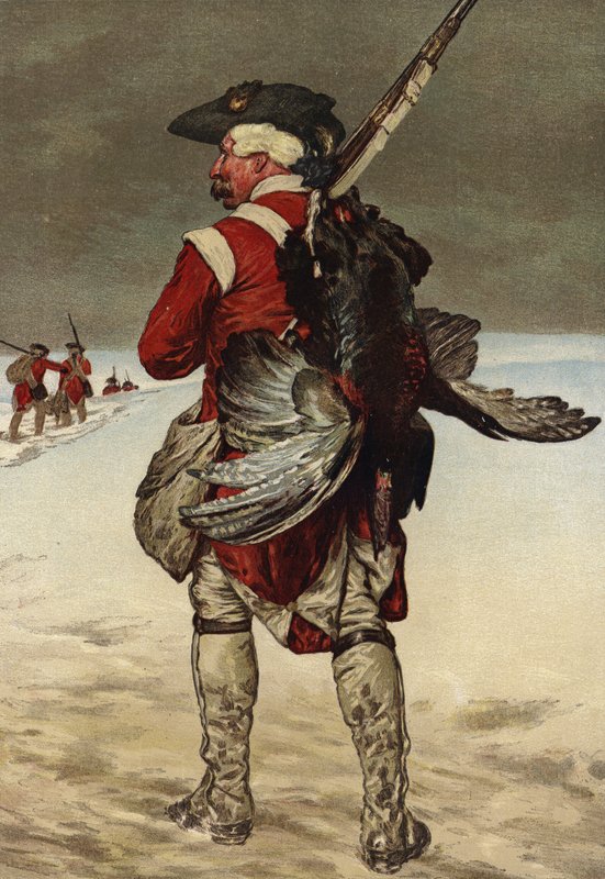 Soldier carrying a turkey by European School