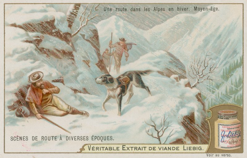 A Medieval Road Over the Alps in Winter by European School