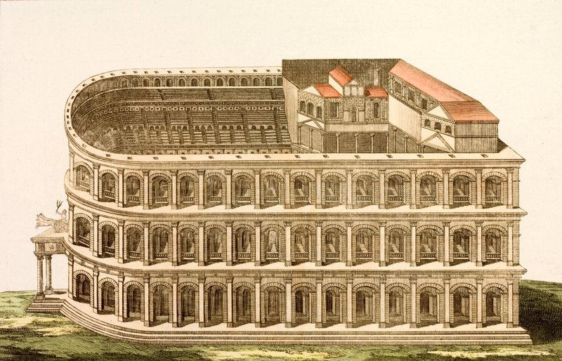 Ancient Roman Theatre of Marcellus, built in the late 1st Century BC by European School