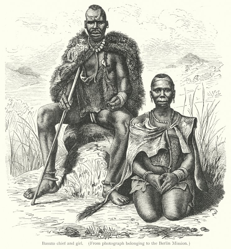 Basuto chief and girl by European School