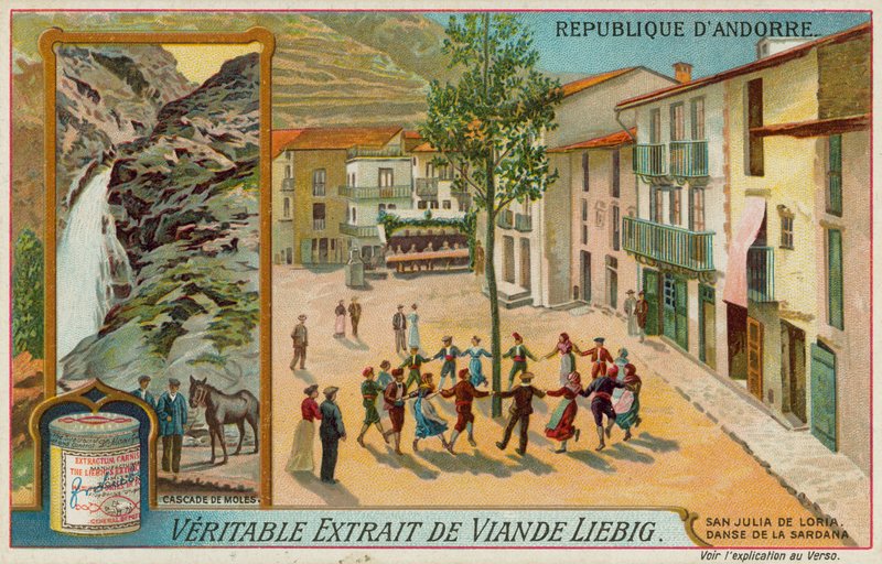 Cascade de Moles and Sardana dancers in San Julia de Loria by European School