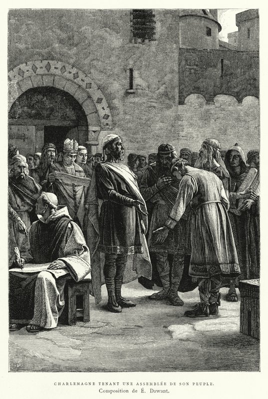 Charlemagne Holding an Assembly of His People by European School