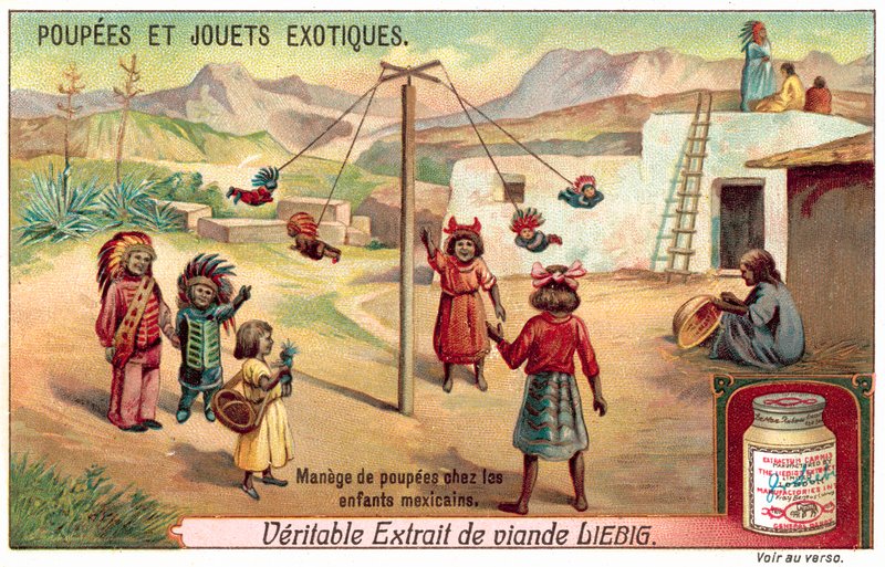 Children in Mexico Playing with Dolls on a Carousel by European School