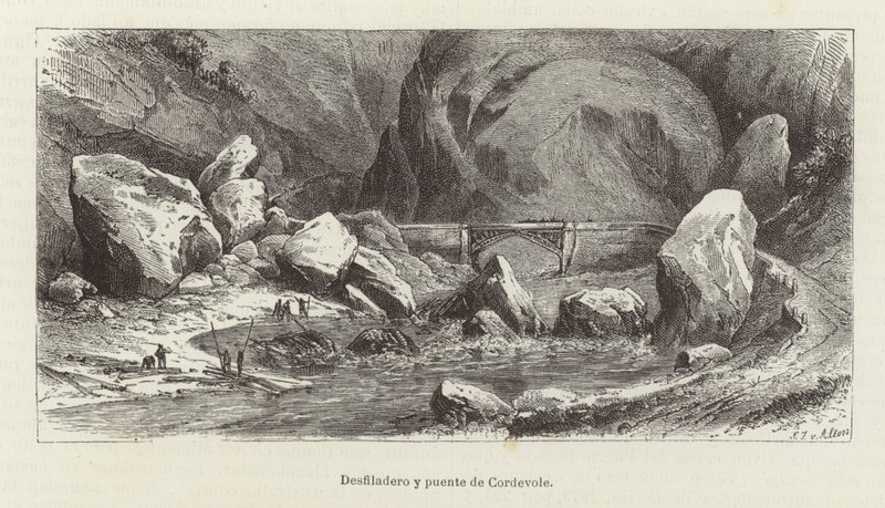 Cordevole Gorge and Bridge by European School