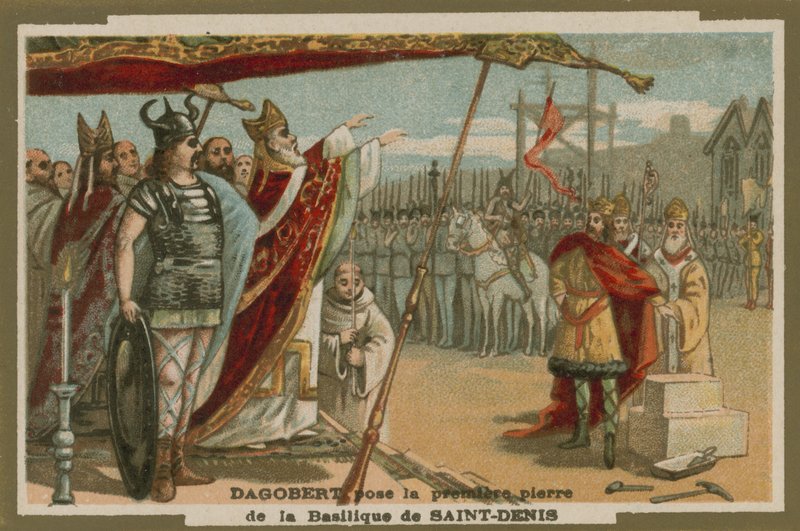 Dagobert I laying the first stone of the Basilica of St Denis, France, 7th Century by European School