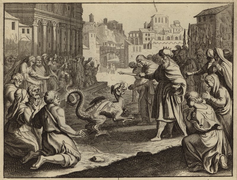 Daniel Destroying the Idol of Bel and the Dragon (engraving) by European School