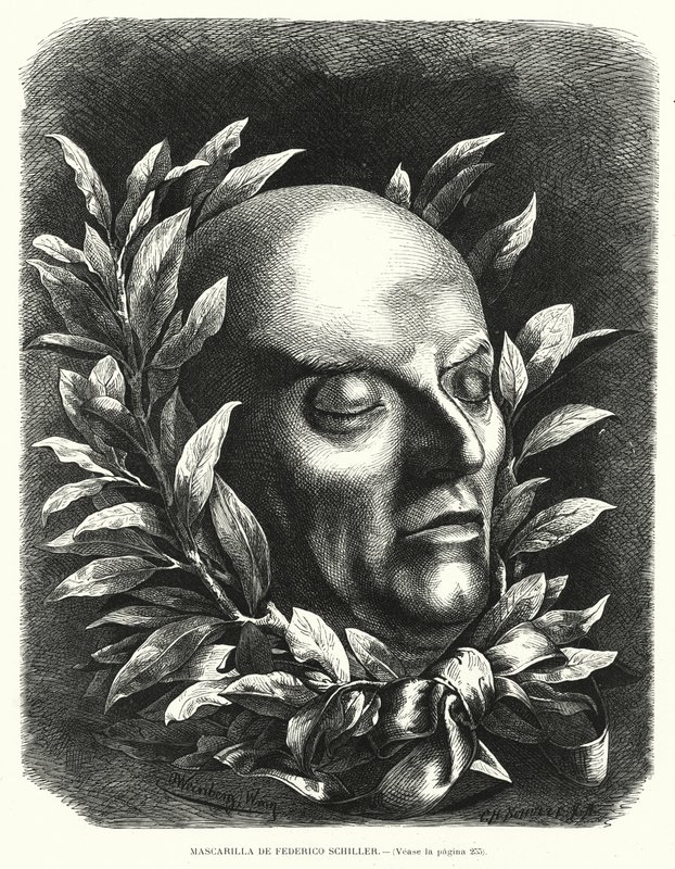 Death mask of German poet Friedrich Schiller by European School