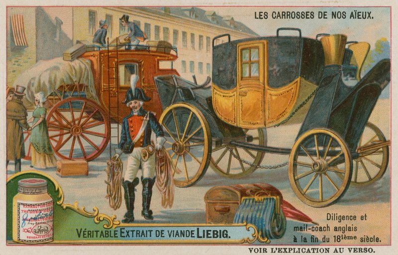 English Stagecoach and Post from the 18th Century by European School