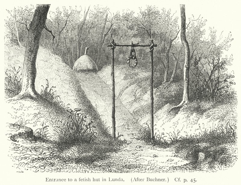 Entrance to a fetish hut in Lunda by European School