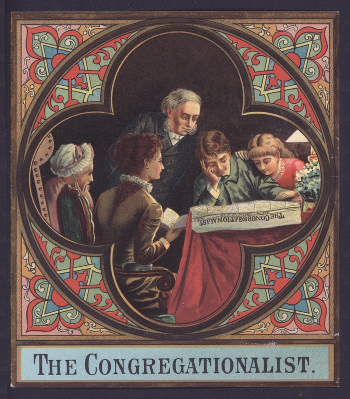 Family reading a copy of The Congregationalist by European School