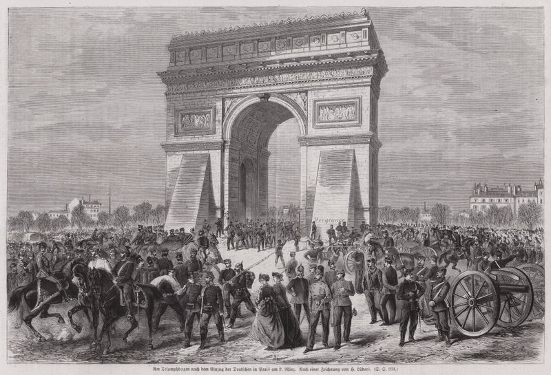 German Soldiers at the Arc de Triomphe, Paris, After Securing Victory in the Franco-Prussian War, 2 March 1871 by European School