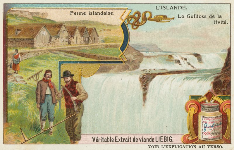 Icelandic farm and the Gullfoss (Golden Falls) on the Hvita by European School
