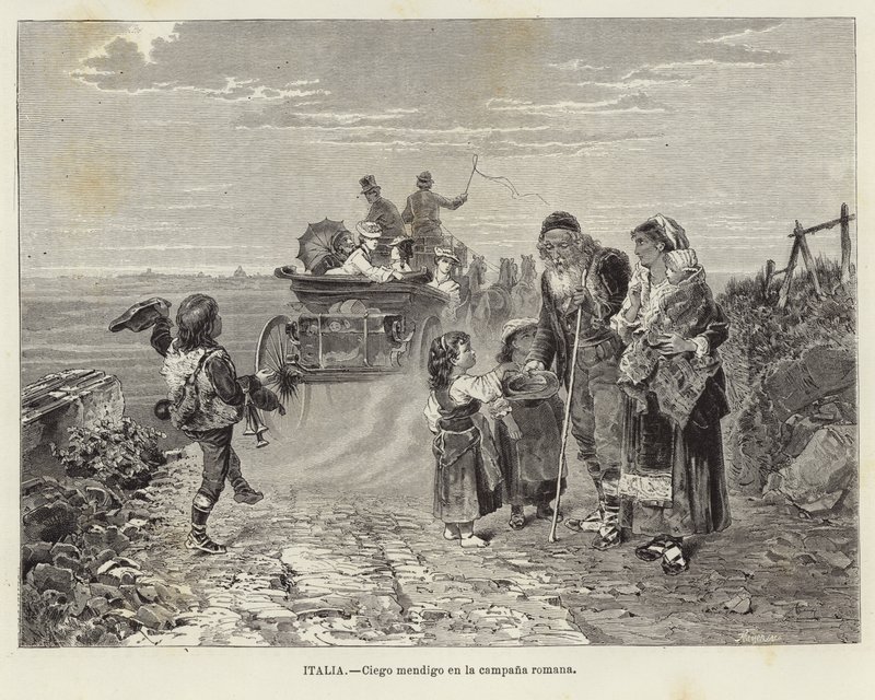 Blind Beggar in the Roman Countryside by European School