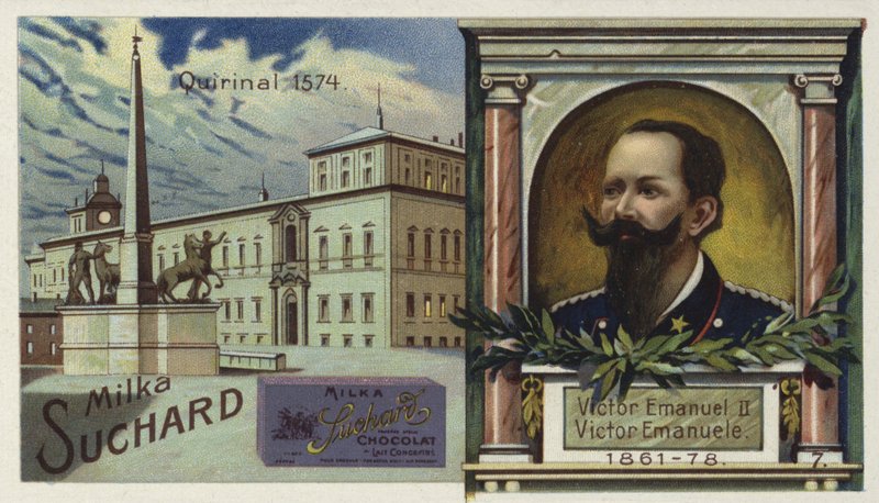 King Victor Emmanuel II of Italy and the Quirinal Palace, Rome by European School