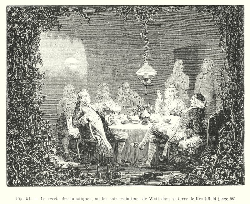 The Circle of Lunatics, or the Intimate Evenings of Watt at His Heathfield Estate (engraving) by European School