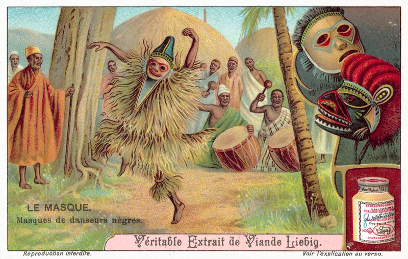Masks of African dancers by European School
