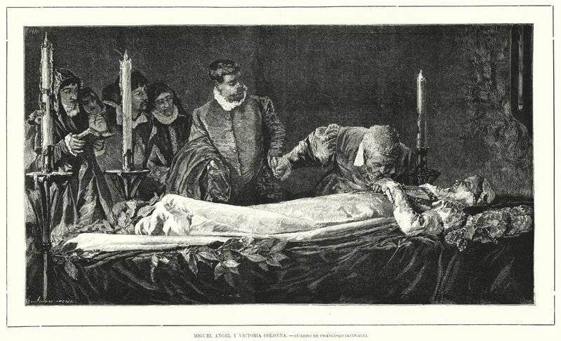 Michelangelo honouring the dead body of Vittoria Colonna by European School
