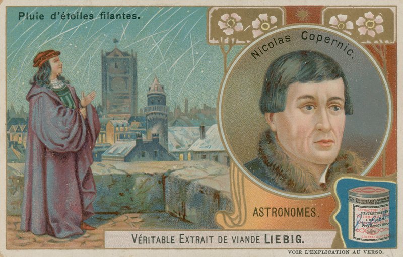 Nicolaus Copernicus and a Fall of Shooting Stars by European School