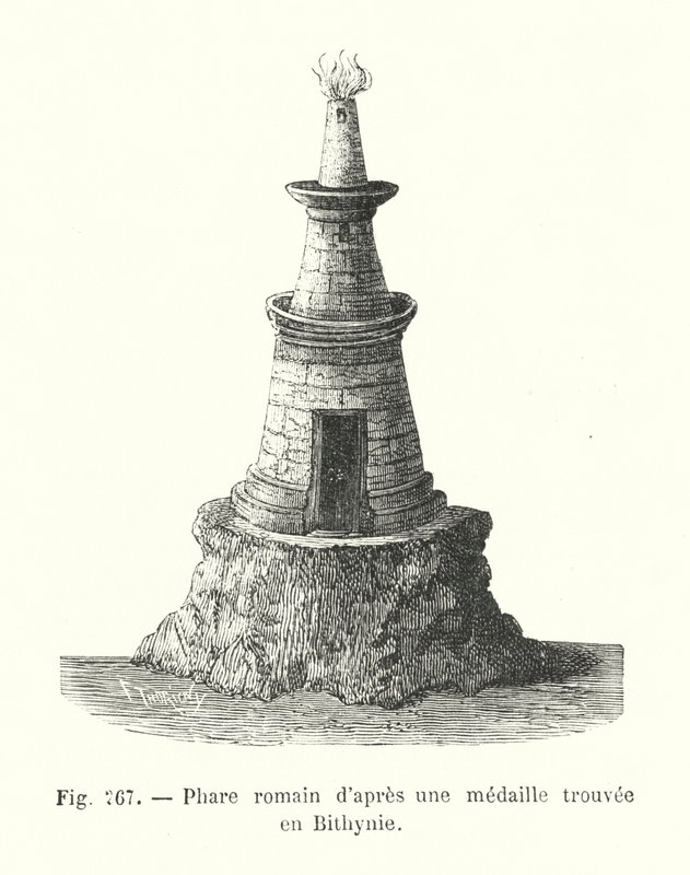 Roman Lighthouse from a Medal Found in Bithynia (engraving) by European School