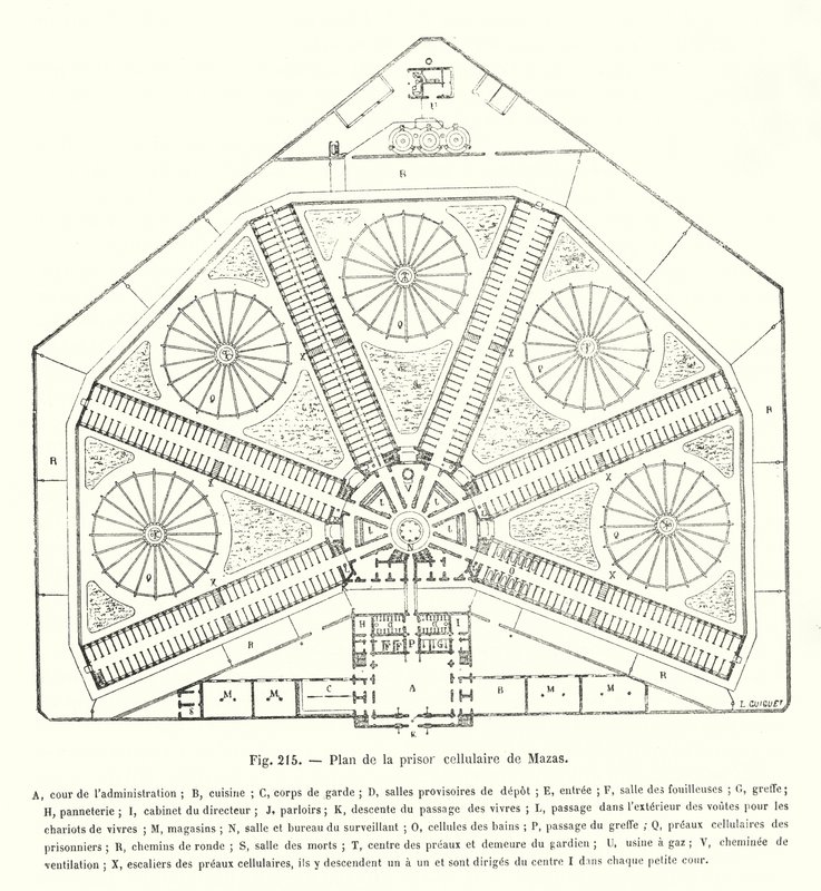 Plan of the Cellular Prison of Mazas by European School