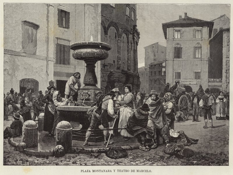 Montanara Square and Theatre of Marcellus by European School