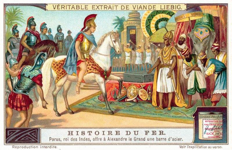 Porus, King of the Pauravas, offering Alexander the Great a bar of steel by European School