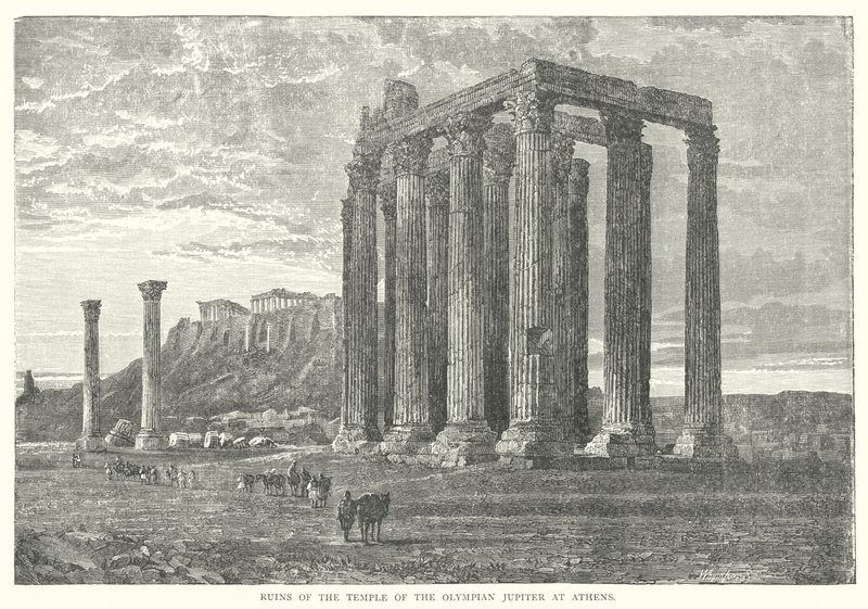 Ruins of the Temple of the Olympian Jupiter at Athens by European School