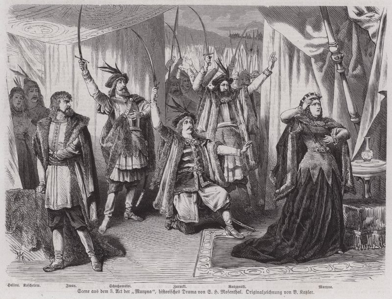 Scene from Act III of German playwright Salomon Hermann Mosenthal