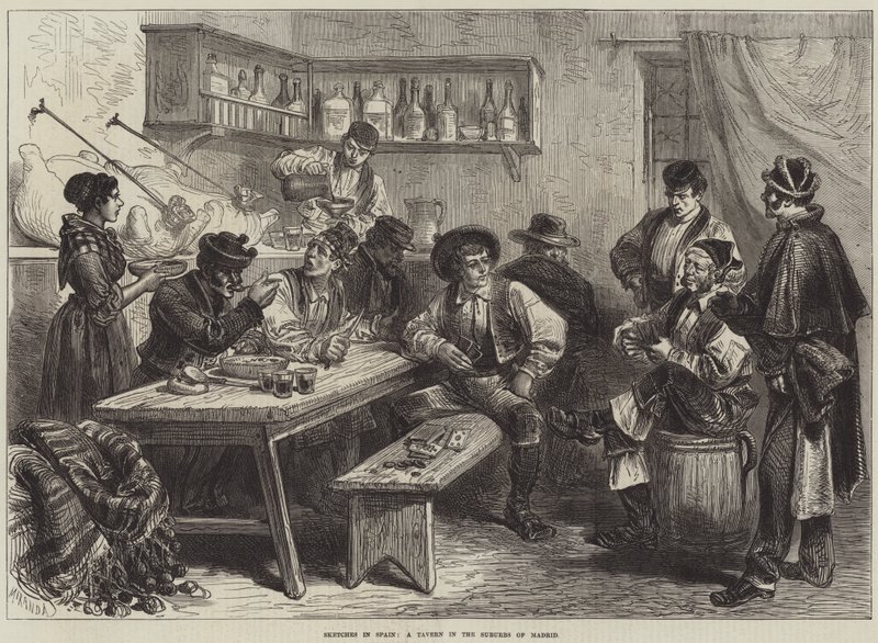 Sketches in Spain, a Tavern in the Suburbs of Madrid by European School