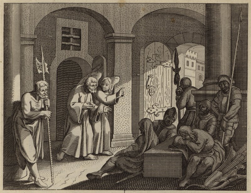 St Peter delivered from prison by an angel by European School
