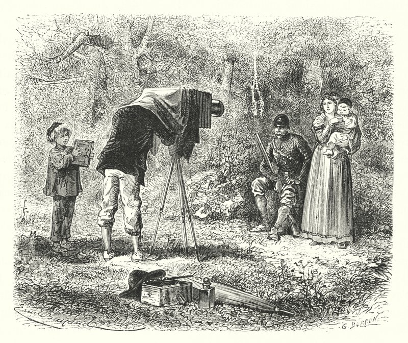 Taking a Photo (engraving) by European School