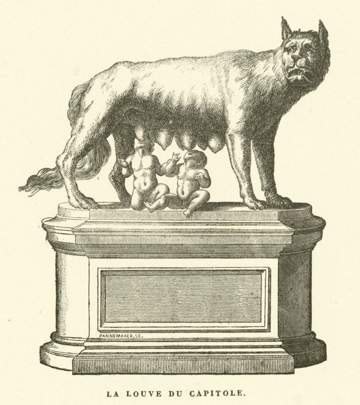 The Capitoline Wolf, Bronze Sculpture Depicting the She-Wolf Suckling Romulus and Remus, the Twin Founders of Rome by European School