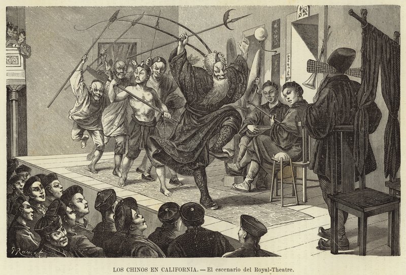 The Chinese in California - The Stage of the Theatre Royal by European School